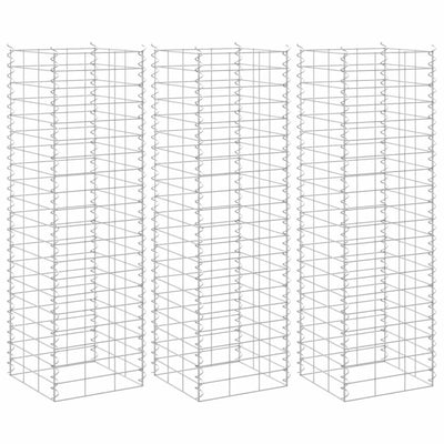 Vidaxx jardinières gabions 3 pcs surélevées 30x30x100 cm fer
