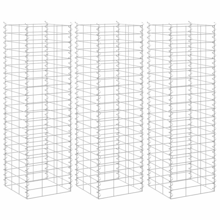 Vidaxx jardinières gabions 3 pcs surélevées 30x30x100 cm fer