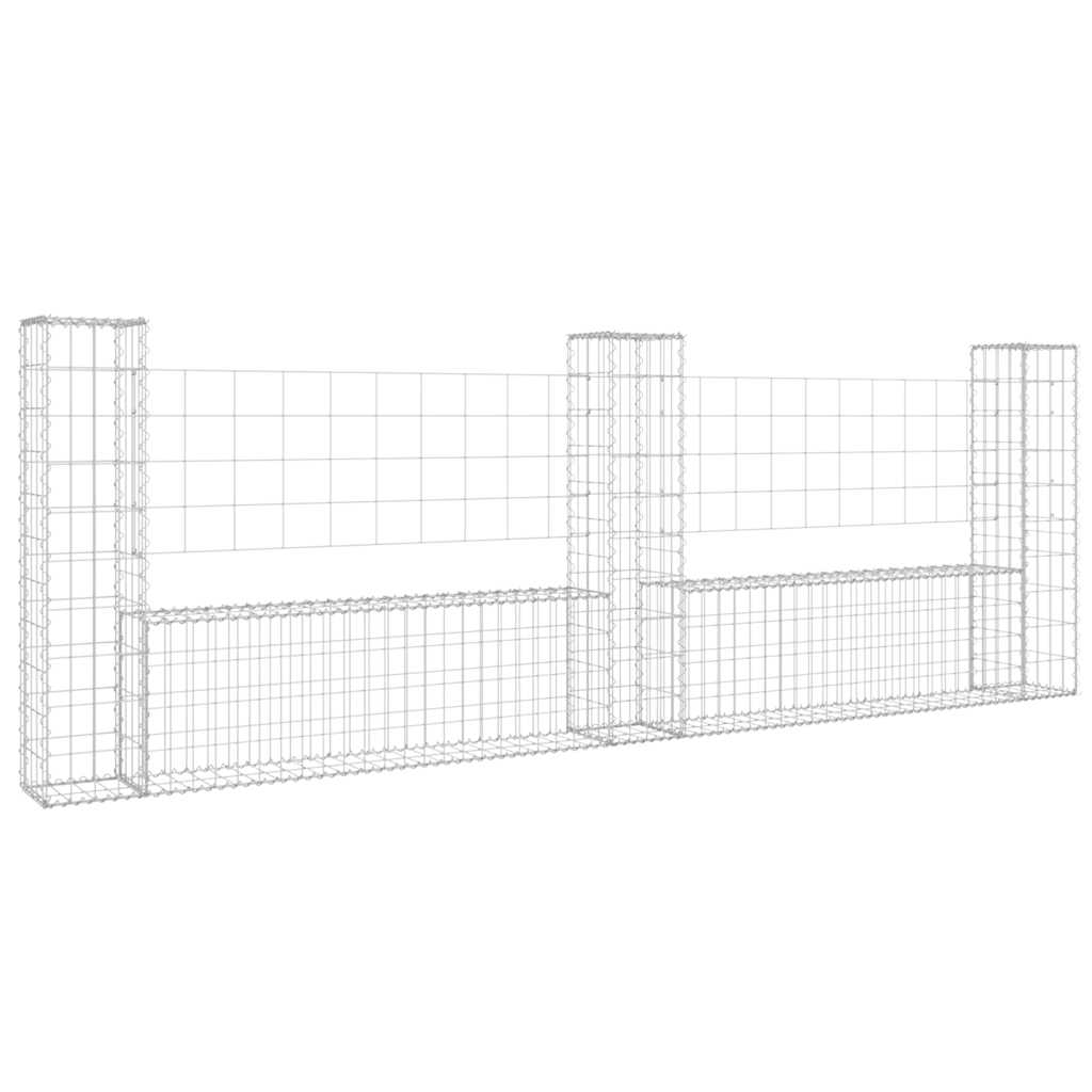 Vidaxl schanskorf en forme de U avec 3 poteaux 260x20x100 cm fer