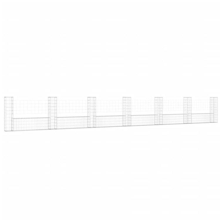 Vidaxl schanskorf en forme de U avec 7 poteaux 740x20x100 cm fer