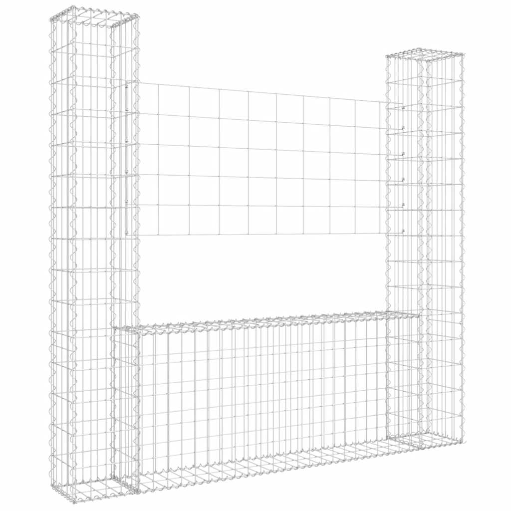 Vidaxl schanskorf en forme de U avec 2 poteaux 140x20x150 cm fer