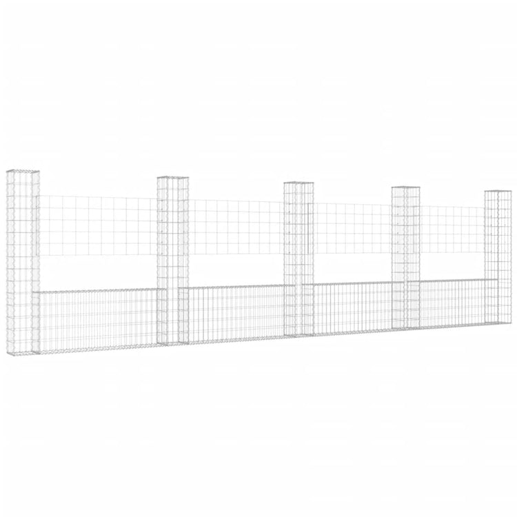 Vidaxl schanskorf en U avec 5 poteaux 500x20x150 cm fer