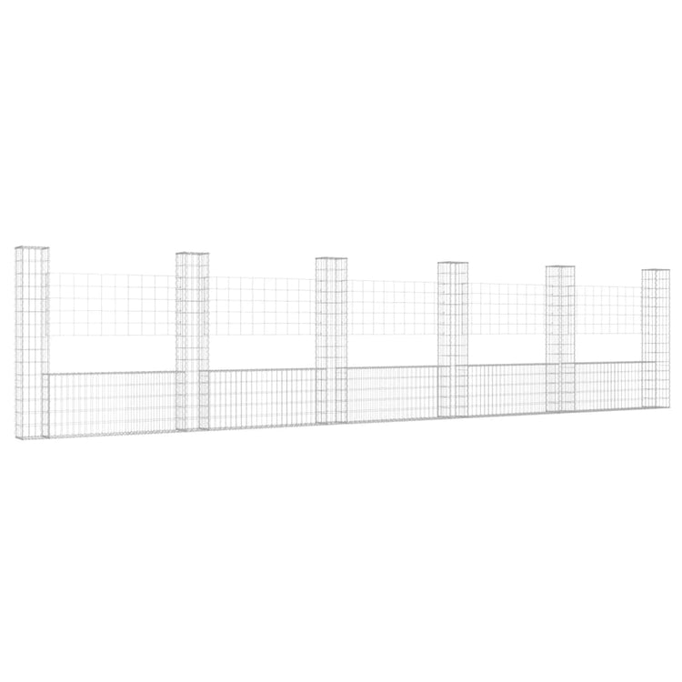 Vidaxl schanskorf en forme de U avec 6 poteaux 620x20x150 cm fer