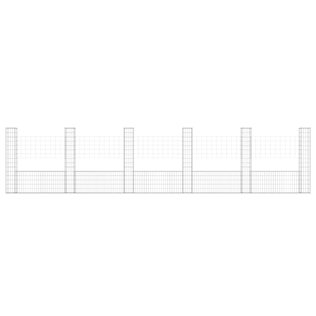 Vidaxl schanskorf en forme de U avec 6 poteaux 620x20x150 cm fer