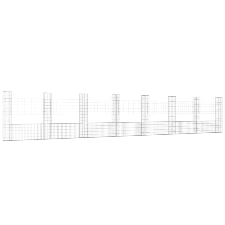 Vidaxl schanskorf en forme de U avec 8 poteaux 860x20x150 cm fer