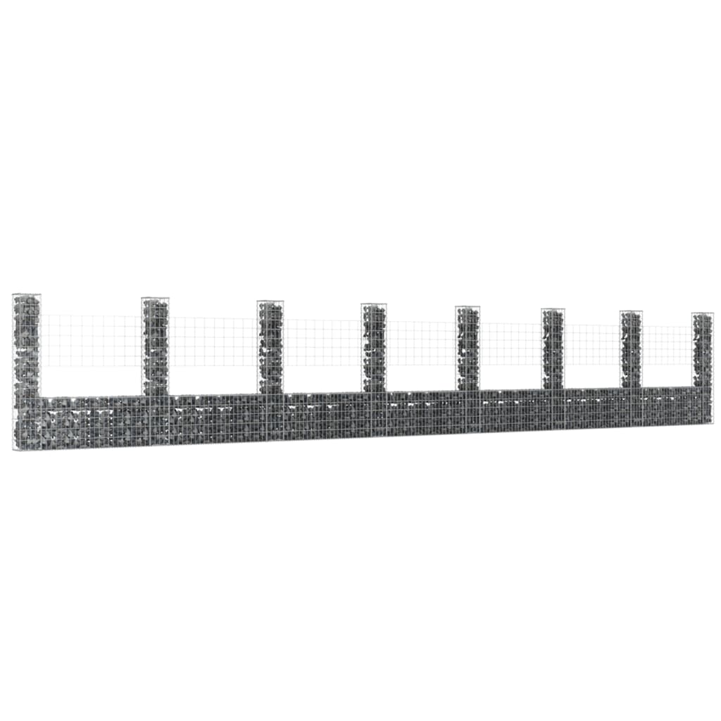 Vidaxl schanskorf en forme de U avec 8 poteaux 860x20x150 cm fer