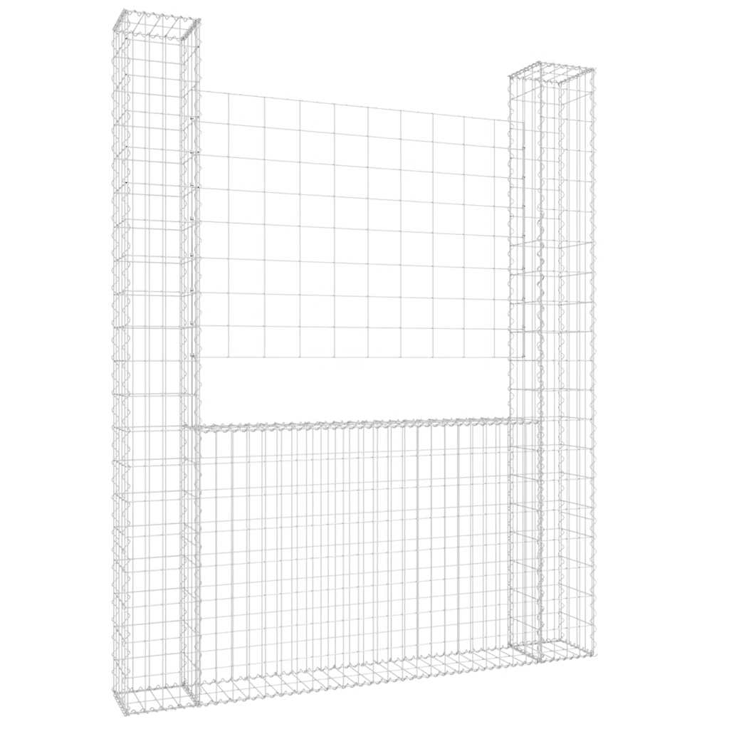 Vidaxx gabion en forme de U avec 2 poteaux 140x20x200 cm en fer