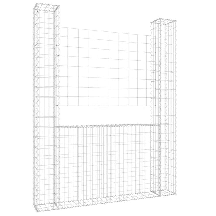 Vidaxx gabion en forme de U avec 2 poteaux 140x20x200 cm en fer