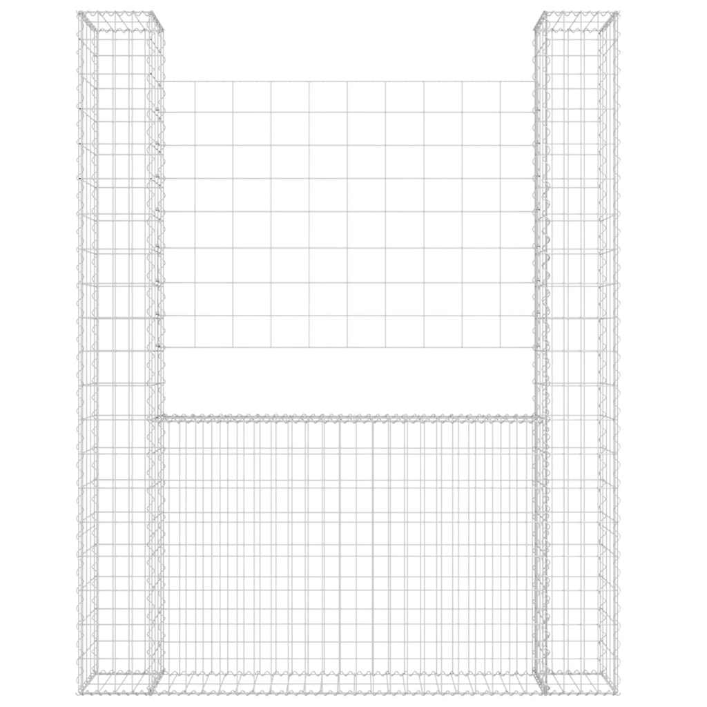 Vidaxx gabion en forme de U avec 2 poteaux 140x20x200 cm en fer
