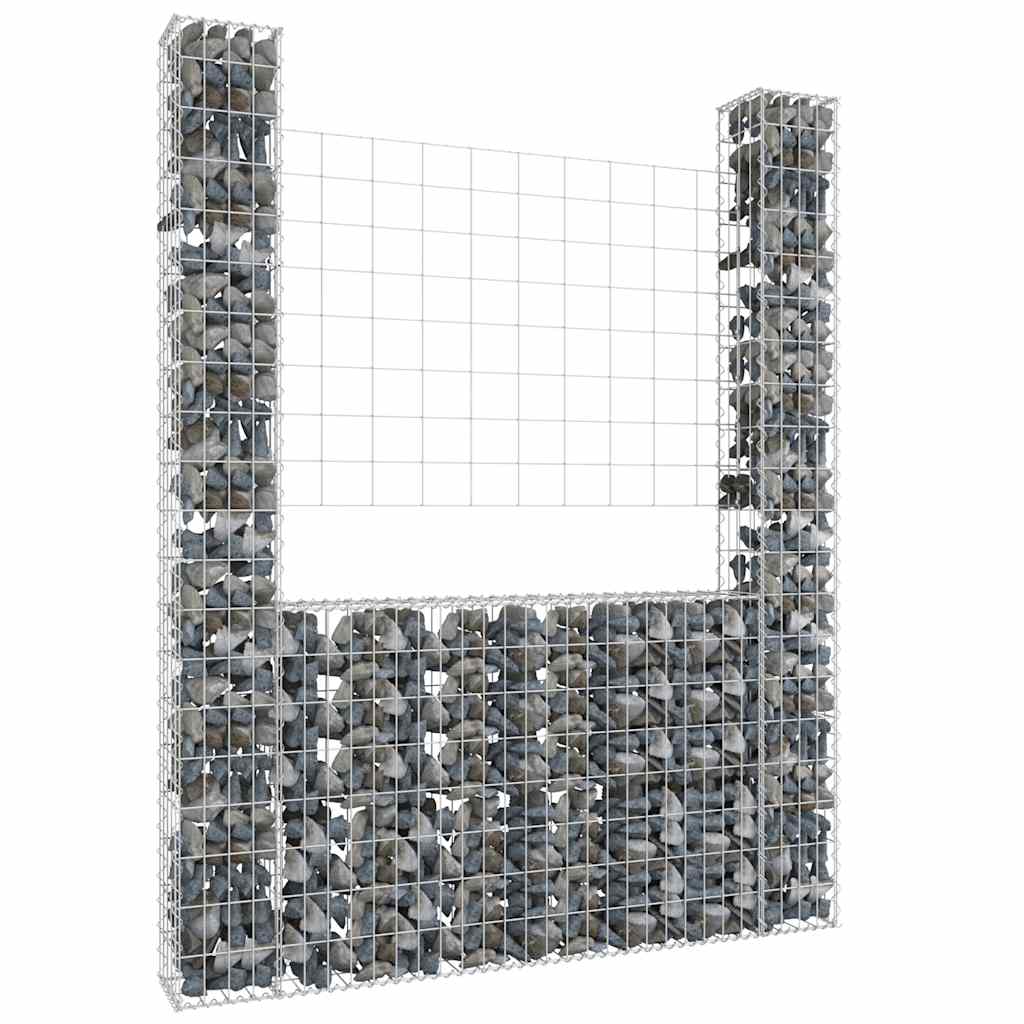 Vidaxx gabion en forme de U avec 2 poteaux 140x20x200 cm en fer