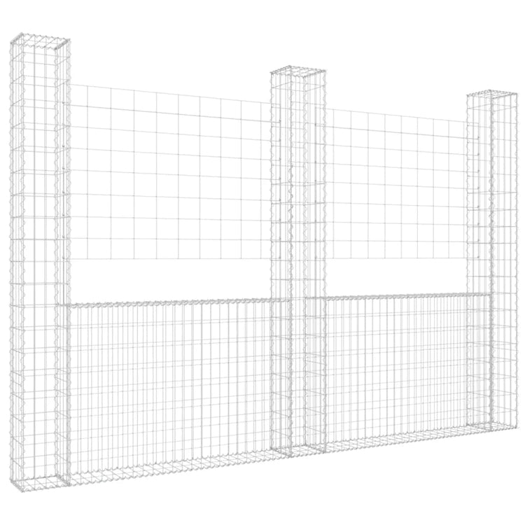 Vidaxl schanskorf en forme de U avec 3 poteaux 260x20x200 cm fer