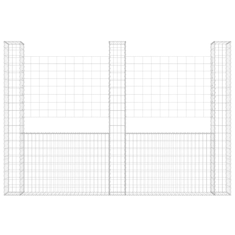 Vidaxl schanskorf en forme de U avec 3 poteaux 260x20x200 cm fer