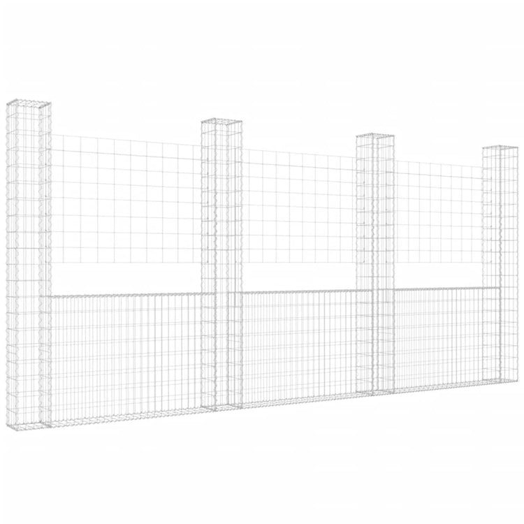 Vidaxl schanskorf en forme de U avec 4 poteaux 380x20x200 cm fer