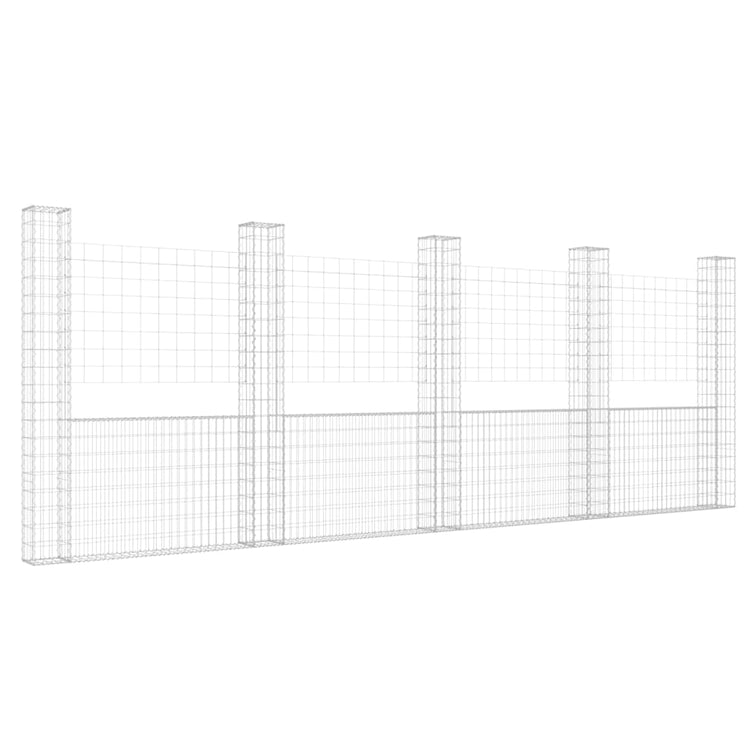 Vidaxl schanskorf en U avec 5 poteaux 500x20x200 cm fer