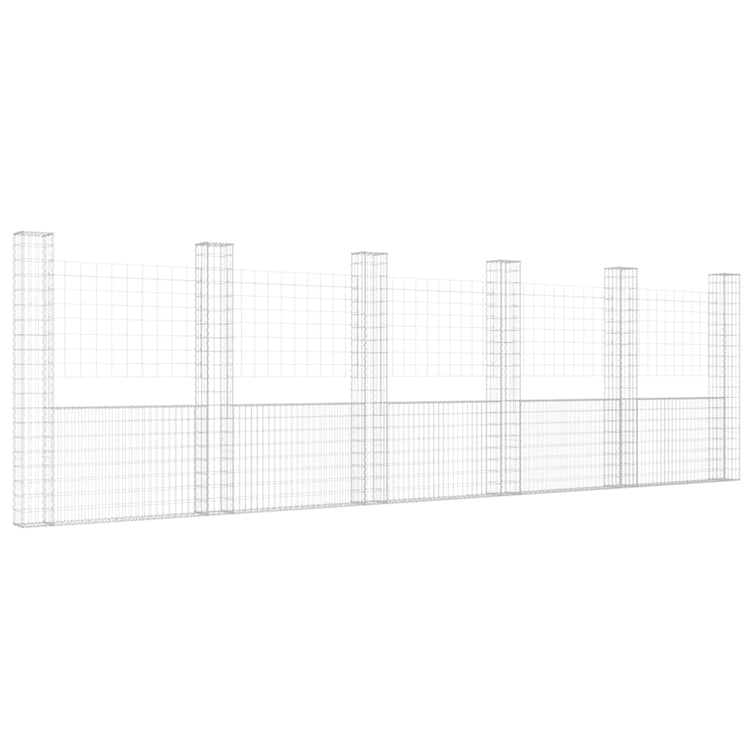 Vidaxl schanskorf en U avec 6 poteaux 620x20x200 cm fer