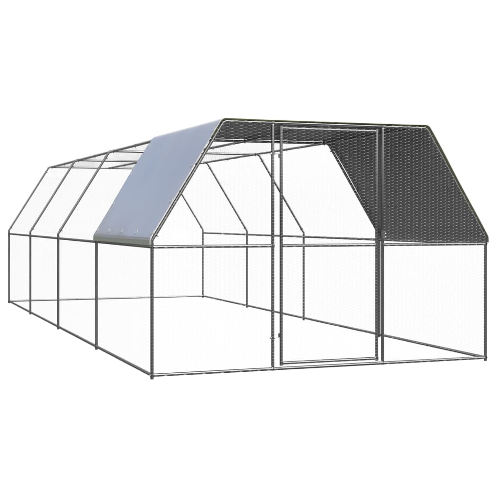 Vidaxl Poulet Coop 3x8x2 m Galvanisé Steel