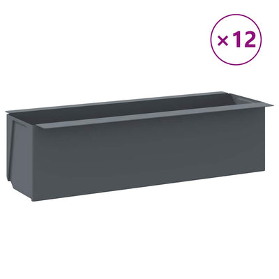 Boîtes de fleurs vidaxl pour les palettes en euro 12 ST 36x13.5x9,5 cm pp gris
