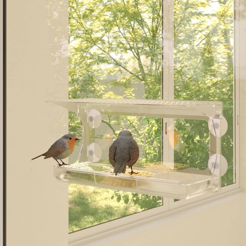 Vidaxl Bird Feed Bacs pour fenêtre 2 PCS 30x12x15 cm acrylique