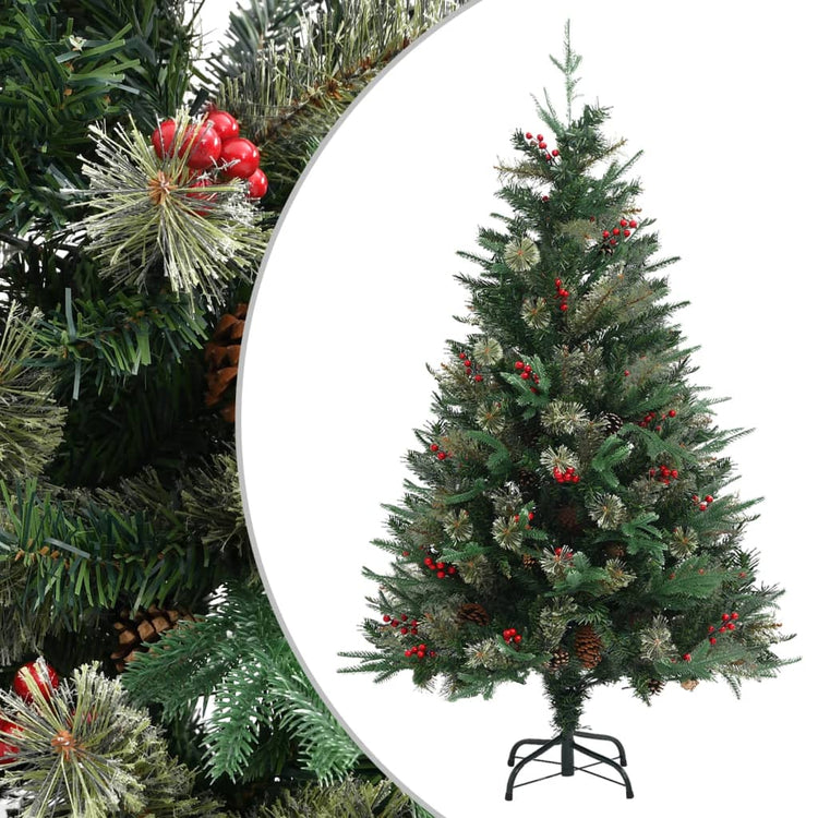 Vidaxl Christmas Trear avec des cônes de pin 120 cm en PVC et Green PE