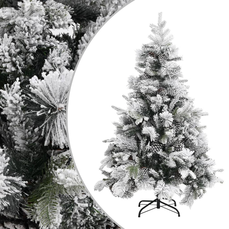 Vidaxl Christmas Tree avec des cornes de pin et de la neige 150 cm en PVC et PE
