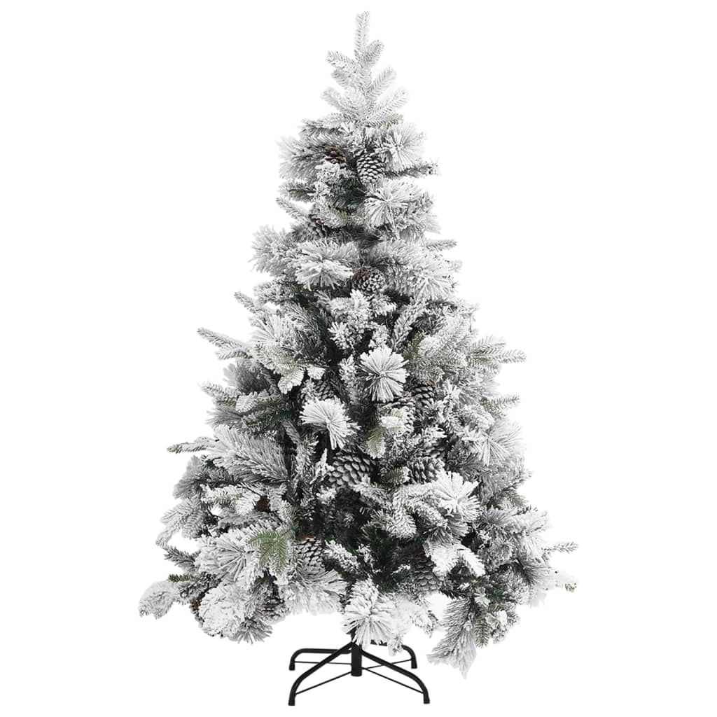 Vidaxl Christmas Tree avec des cornes de pin et de la neige 150 cm en PVC et PE