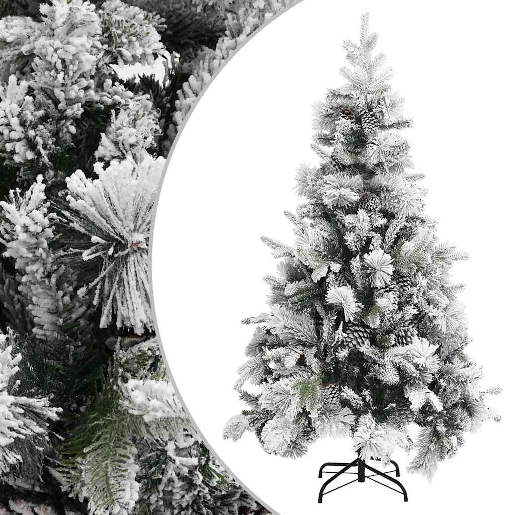 Vidaxl Christmas Tree avec des cornes de pin et de la neige 195 cm en PVC et PE