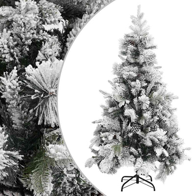 Vidaxl Christmas Tree avec des cornes de pin et de la neige 195 cm en PVC et PE