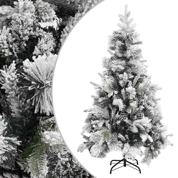Vidaxl Christmas Tree avec des cornes de pin et de la neige 195 cm en PVC et PE