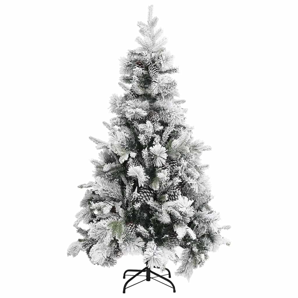 Vidaxl Christmas Tree avec des cornes de pin et de la neige 195 cm en PVC et PE