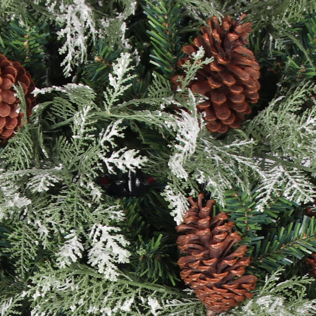 Vidaxl Christmas Tree avec des cônes de pin 195 cm en PVC et PE vert et blanc