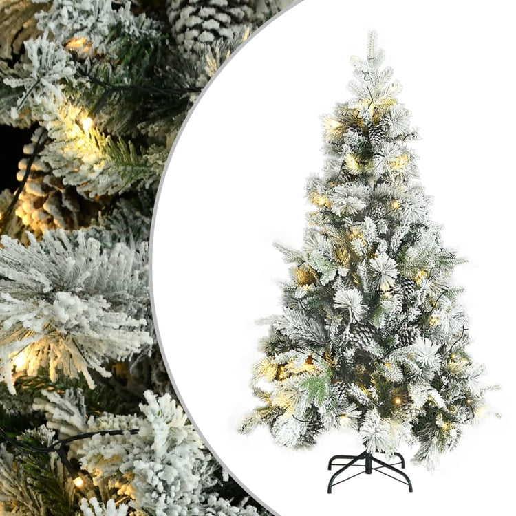 Vidaxl Christmas Tree avec des cônes LED et de pin et neige 195 cm en PVC et PE