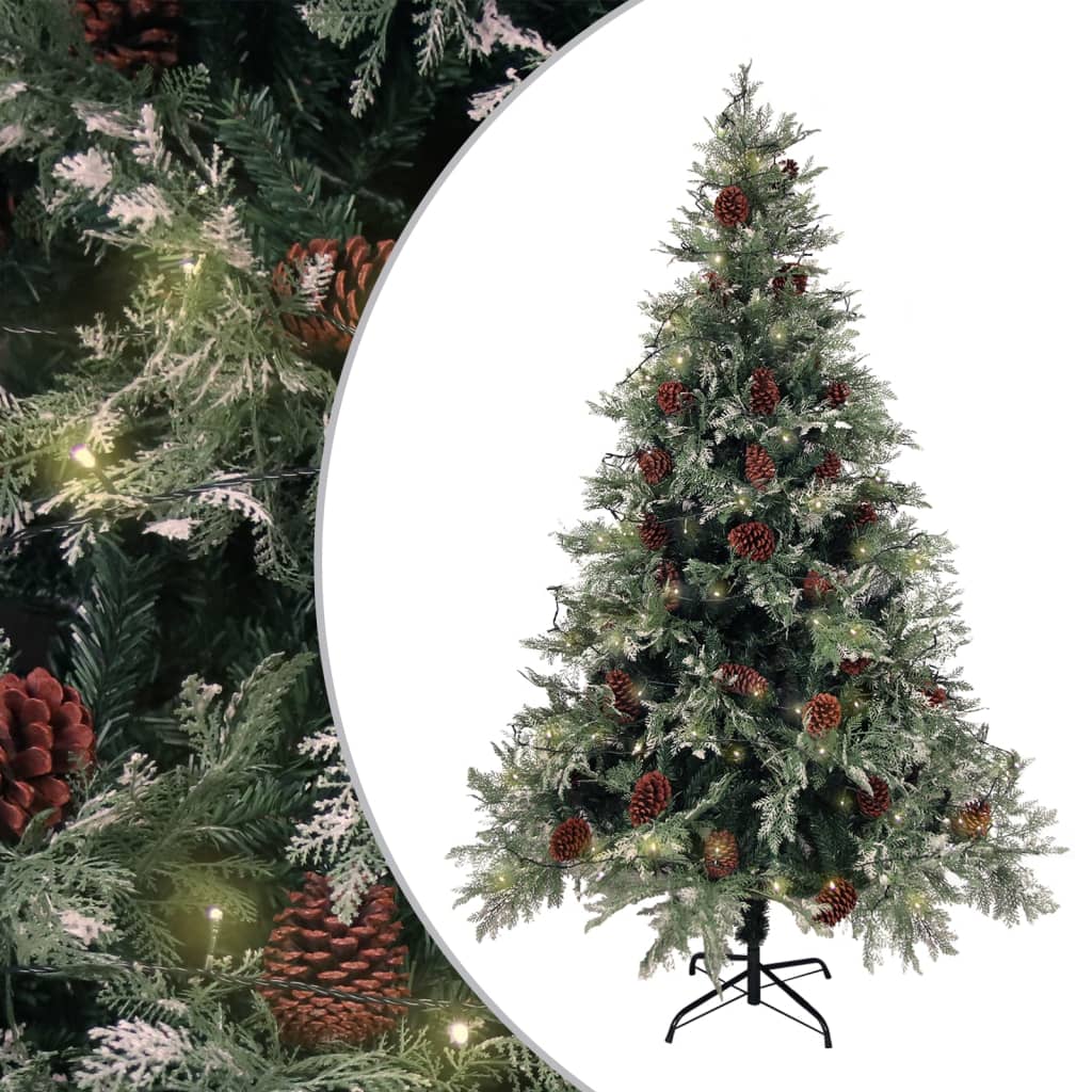 Vidaxl Christmas Tree avec LED et Pine Cones 120 cm PVC et PE vert et blanc