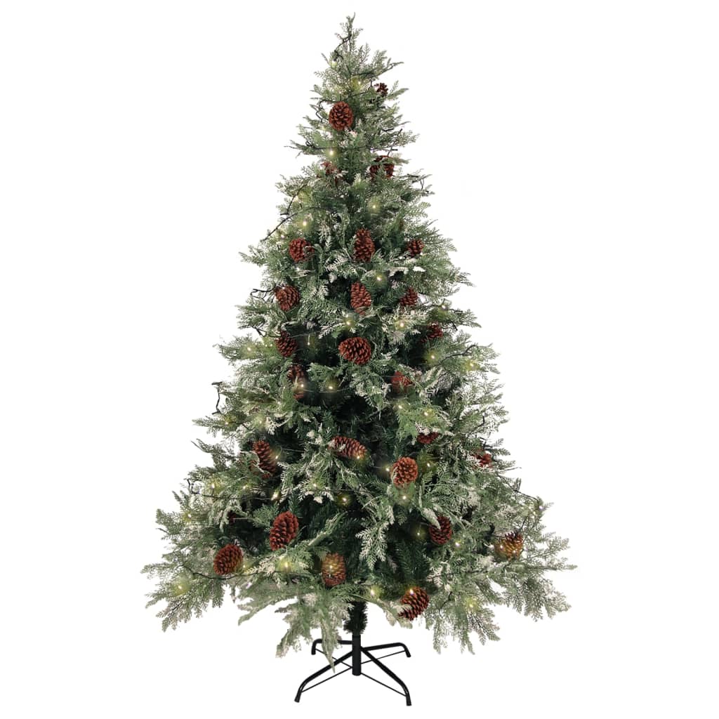 Vidaxl Christmas Tree avec LED et Pine Cones 120 cm PVC et PE vert et blanc