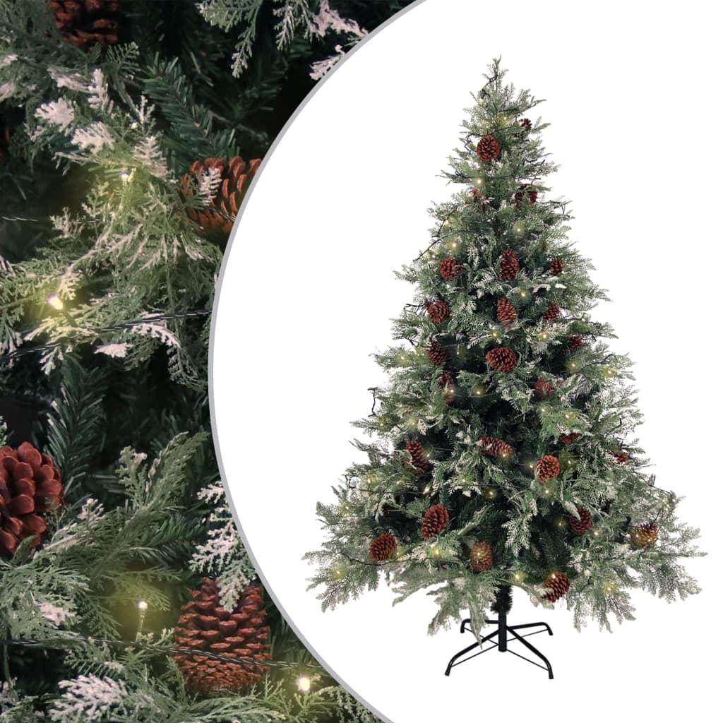 Vidaxl Christmas Tree avec LED et Pine Cones 150 cm PVC et PE vert et blanc