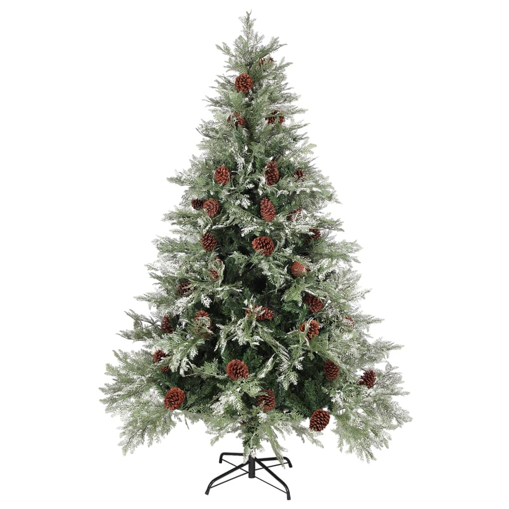 Vidaxl Christmas Tree avec LED et Pine Cones 150 cm PVC et PE vert et blanc