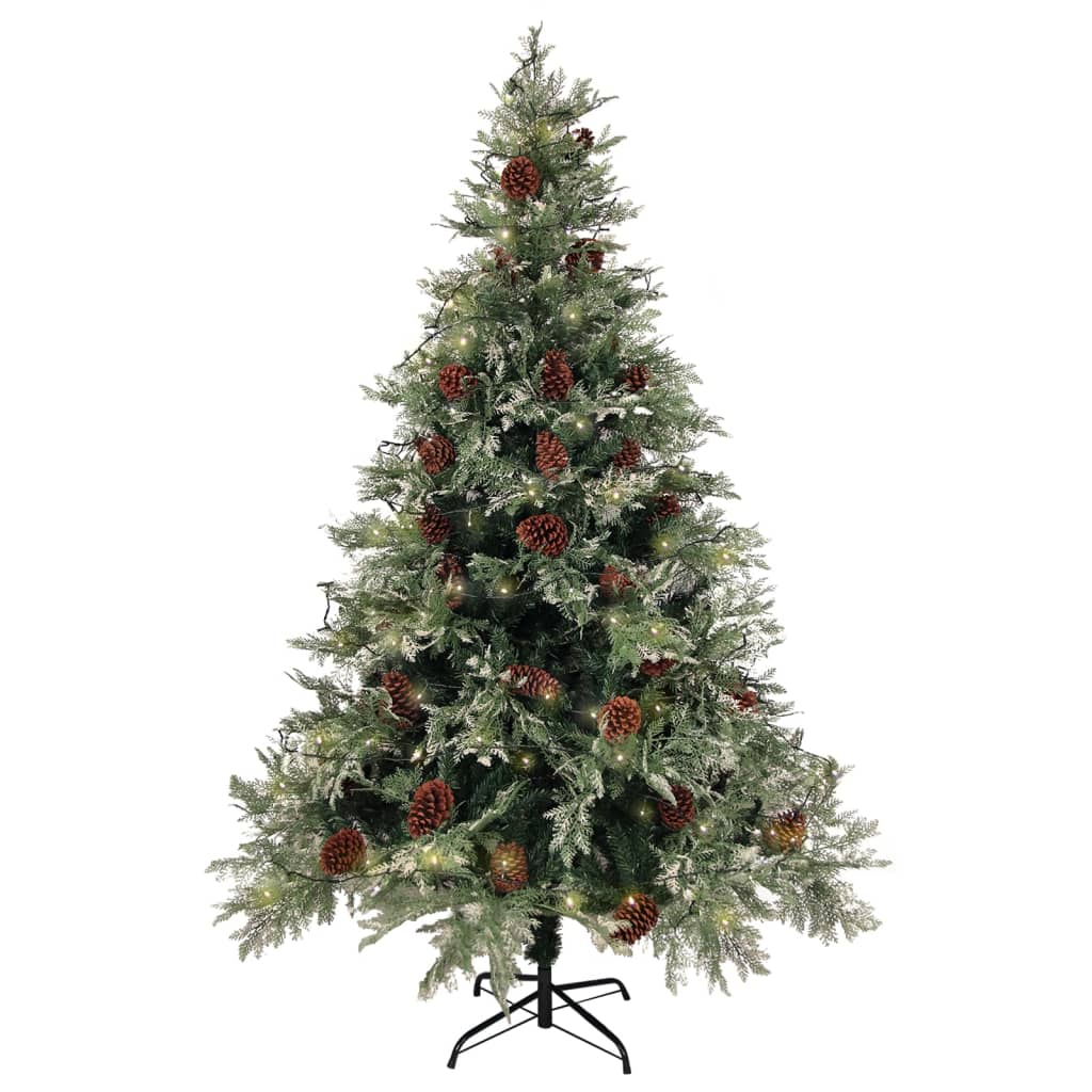 Vidaxl Christmas Tree avec LED et Pine Cones 150 cm PVC et PE vert et blanc
