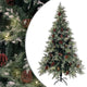 Arbre de Noël Vidaxl avec des cônes LED et de pin 195 cm en PVC et PE vert et blanc