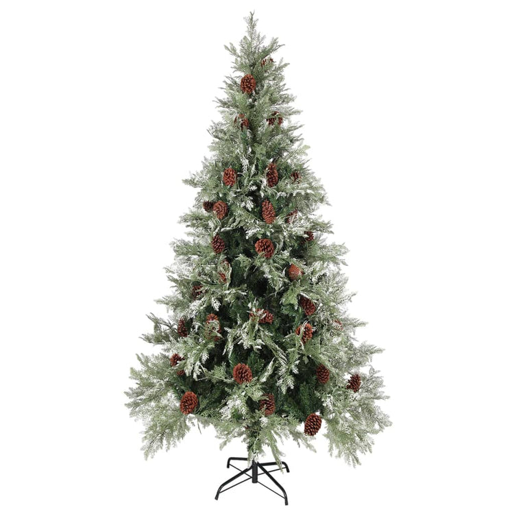 Vidaxl Christmas Tree avec LED et Pine Cones 225 cm PVC et PE vert et blanc