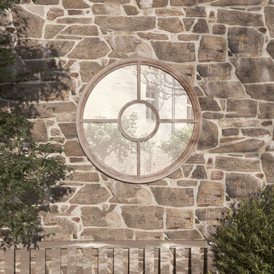 Miroir de jardin vidaxl autour de 40x4 cm de sable de fer -colore