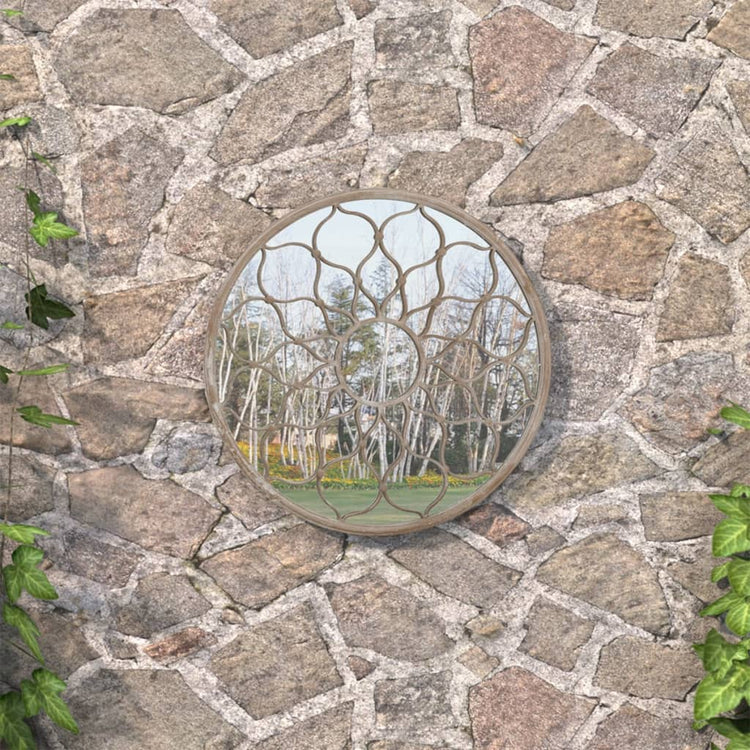 Miroir de jardin vidaxl autour de 60 x 3 cm de sable de fer -colore