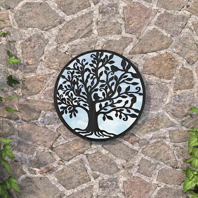 Miroir de jardin vidaxl autour de 60 x 2,5 cm de fer noir
