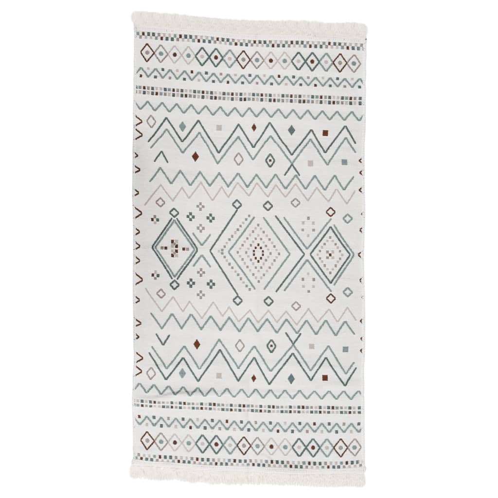Tapis Vidaxl 160x230 cm Coton beige et bleu