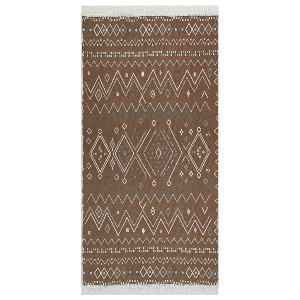 Tapis Vidaxl 160x230 cm Coton beige et bleu