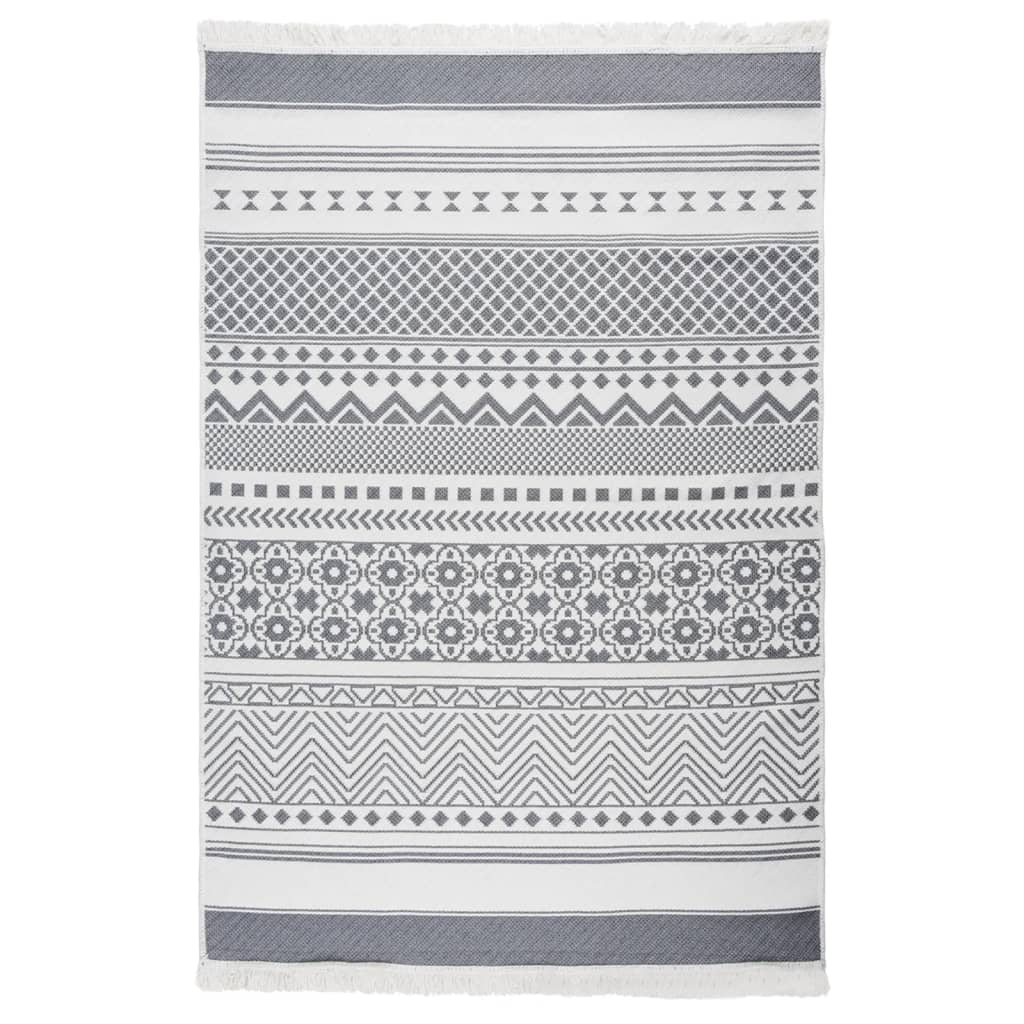 Tapis Vidaxl 160x230 cm Gris et blanc coton