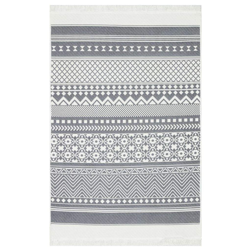 Tapis Vidaxl 160x230 cm Gris et blanc coton