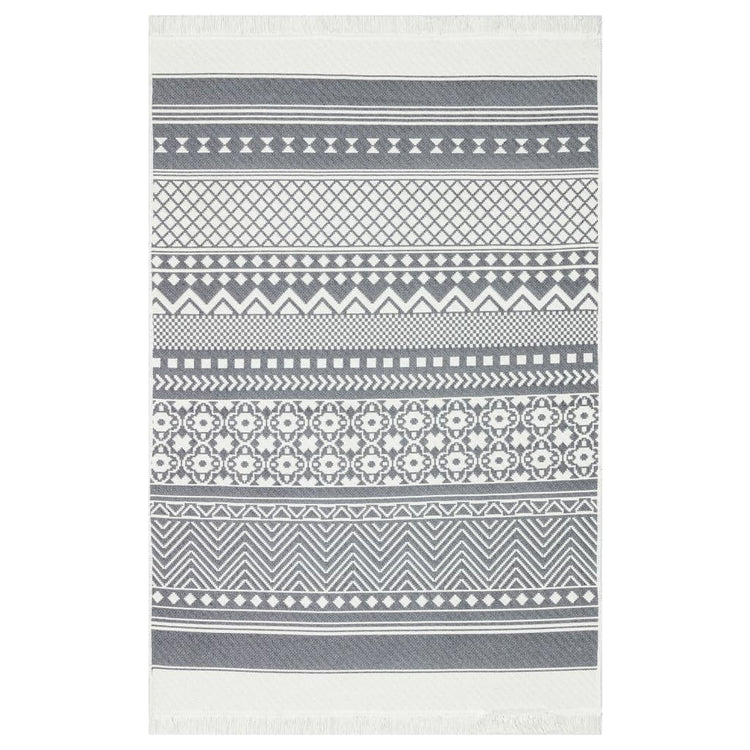 Tapis Vidaxl 160x230 cm Gris et blanc coton