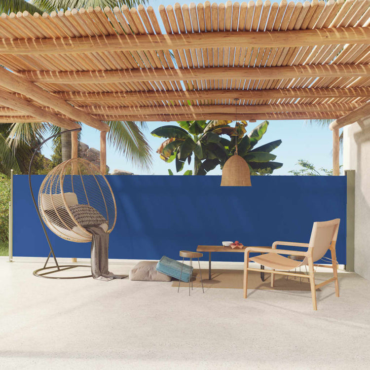 Écran de jardin vidaxl extensible 140x600 cm bleu