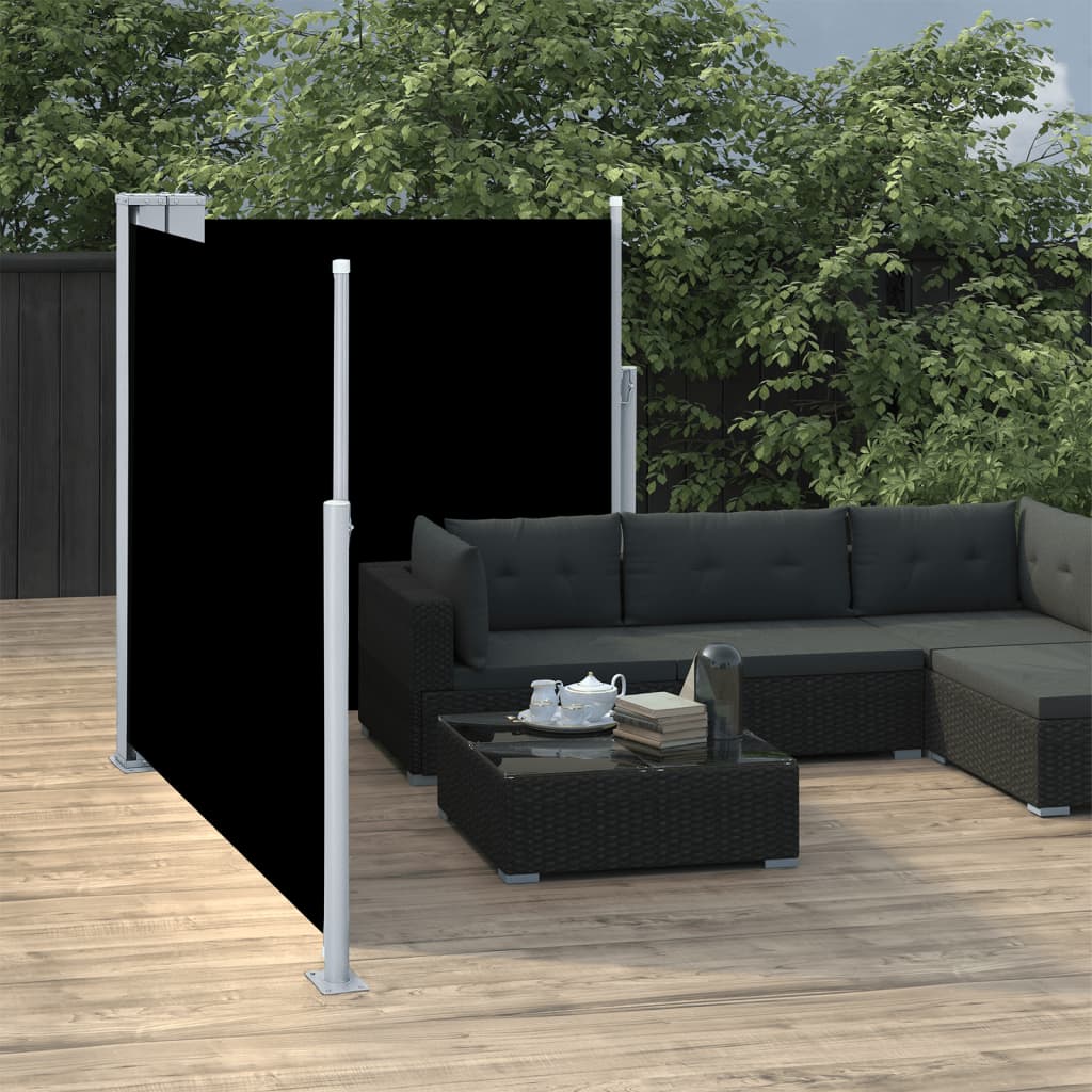 Pare-brise vidaxl extensible 117x600 cm noir