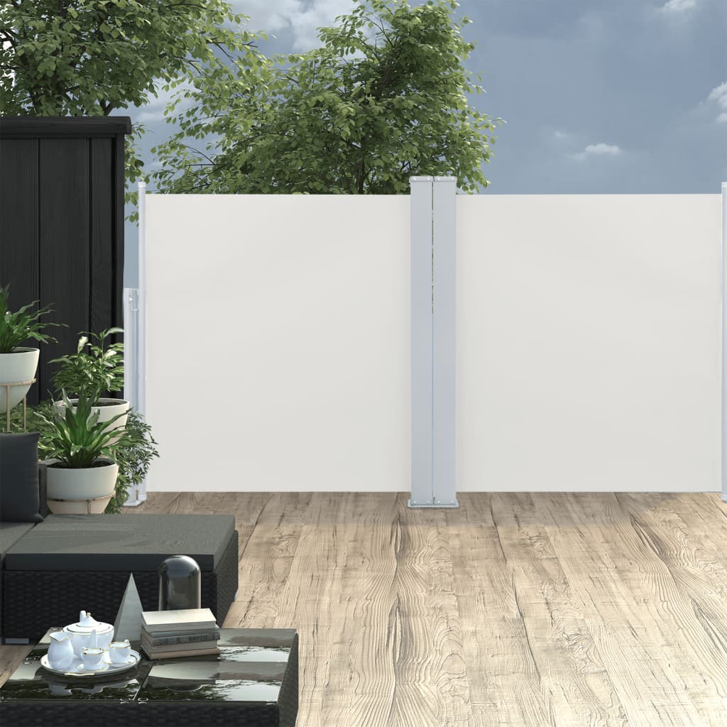En pare-brise Vidaxl extensible 117x600 cm Crème -Colored