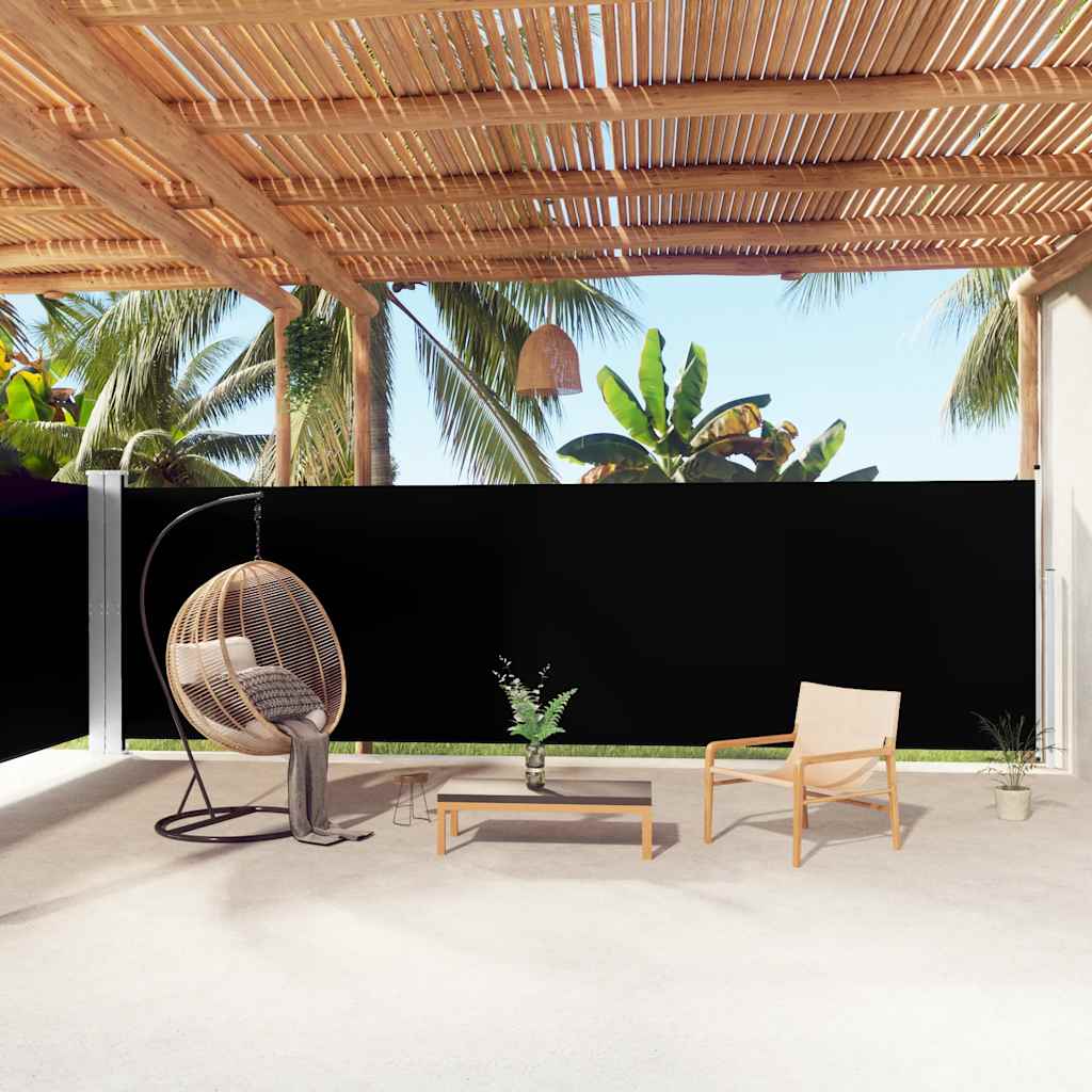 Pare-brise vidaxl extensible 180x1000 cm noir